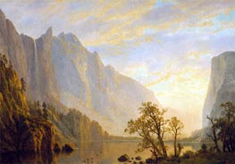 Bergszene und Fluss, undated von Bierstadt | Gemälde-Reproduktion
