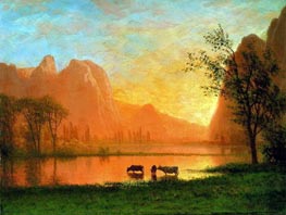 Sundown at Yosemite, undated by Bierstadt | Painting Reproduction