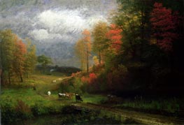 Rainy Day in Autumn, Massachusetts, 1857 von Bierstadt | Gemälde-Reproduktion