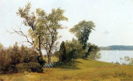 Sailboats on the Hudson at Irvington | Bierstadt | Painting Reproduction