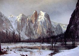 Cathedral Rock, Yosemite Valley, California | Bierstadt | Painting Reproduction