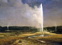 Geysers in Yellowstone, c.1881 by Bierstadt | Painting Reproduction