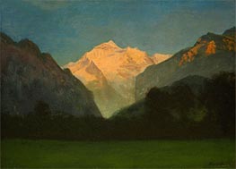 View of Glacier Park (Sunset on Peak) | Bierstadt | Painting Reproduction