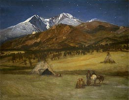 Indian Encampment - Evening, c.1876/77 by Bierstadt | Painting Reproduction