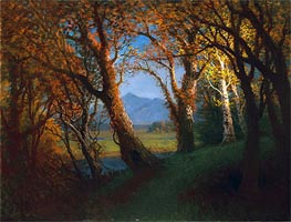 Sunset in the Nebraska Territory , undated by Bierstadt | Painting Reproduction