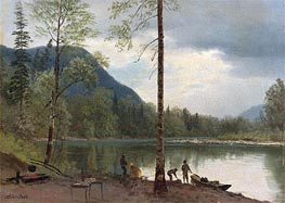 Campers with Canoes, undated by Bierstadt | Painting Reproduction