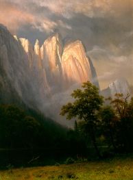 Cathedral Rock, Yosemite, 1870 by Bierstadt | Painting Reproduction