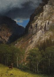 Pass into the Rockies, c.1881 by Bierstadt | Painting Reproduction