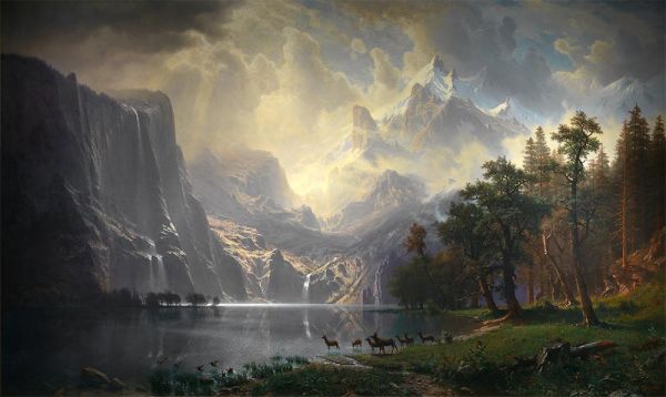 Among the Sierra Nevada Mountains, California, 1868 by Bierstadt | Painting Reproduction