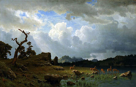 Thunderstorm in the Rocky Mountains, 1859 | Bierstadt | Gemälde Reproduktion