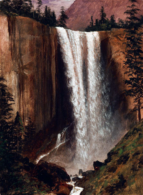 Yosemite Falls, c.1863 by Bierstadt | Painting Reproduction