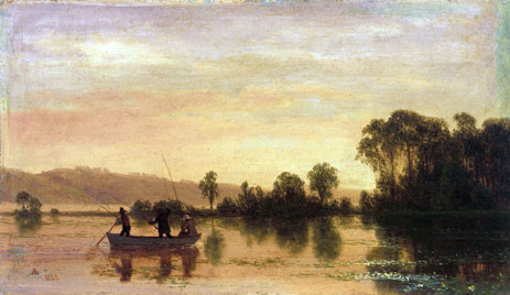 River Scene, 1858 by Bierstadt | Painting Reproduction