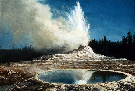 Geysir, Yellowstone-Park | Bierstadt | Gemälde Reproduktion