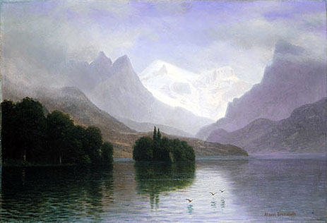 Mountain Scene, c.1880/90 | Bierstadt | Painting Reproduction