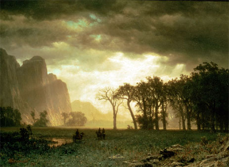 Passing Storm in Yosemite, 1865 | Bierstadt | Gemälde Reproduktion