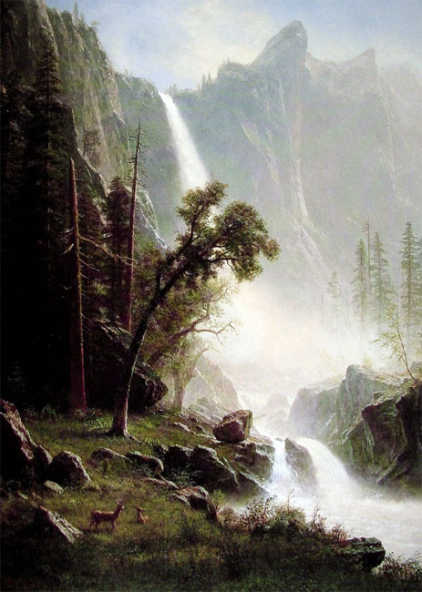 Bridal Veil Falls, Yosemite | Bierstadt | Painting Reproduction