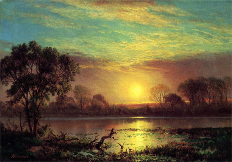 Evening, Owens Lake, California, n.d. | Bierstadt | Gemälde Reproduktion