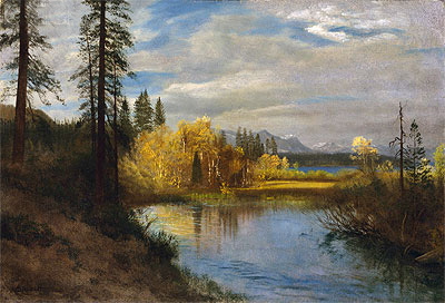 Outlet at Lake Tahoe, indated | Bierstadt | Painting Reproduction