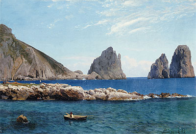 Rowing off the Rocks, n.d. by Bierstadt | Painting Reproduction