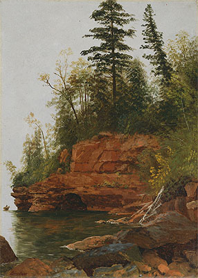 A Rocky Cove, n.d. by Bierstadt | Painting Reproduction