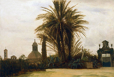 Palm Trees with a Domed Church, c.1880 | Bierstadt | Painting Reproduction