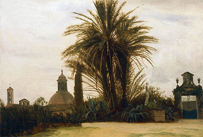 Palm Trees with a Domed Church | Bierstadt | Painting Reproduction