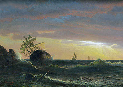 Beached Ship, 1859 | Bierstadt | Painting Reproduction