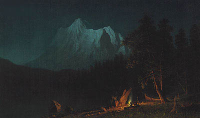 Mountainous Landscape by Moonlight, 1871 | Bierstadt | Painting Reproduction