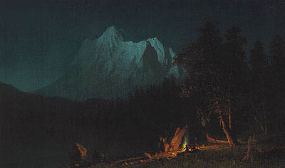 Gebirgslandschaft bei Mondschein | Bierstadt | Gemälde Reproduktion