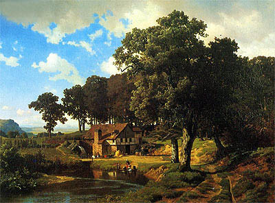 A Rustic Mill, 1855 | Bierstadt | Painting Reproduction