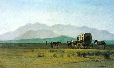 Surveyor's Wagon in the Rockies, 1859 | Bierstadt | Gemälde Reproduktion
