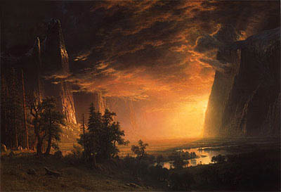 Sonnenuntergang im Yosemite-Tal | Bierstadt | Gemälde Reproduktion