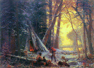 Moose Hunters' Camp, Nova Scotia, 1880 | Bierstadt | Painting Reproduction