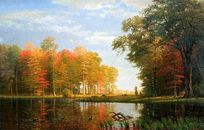 Autumn Woods, 1886 | Bierstadt | Painting Reproduction