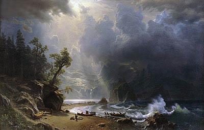 Puget Sound an der Pazifikküste, 1870 von Bierstadt | Leinwand-Kunstdruck