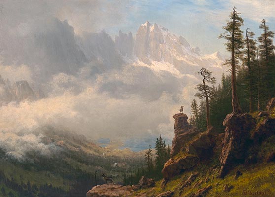 Sierra Nevada Mountains in California, undated | Bierstadt | Painting Reproduction