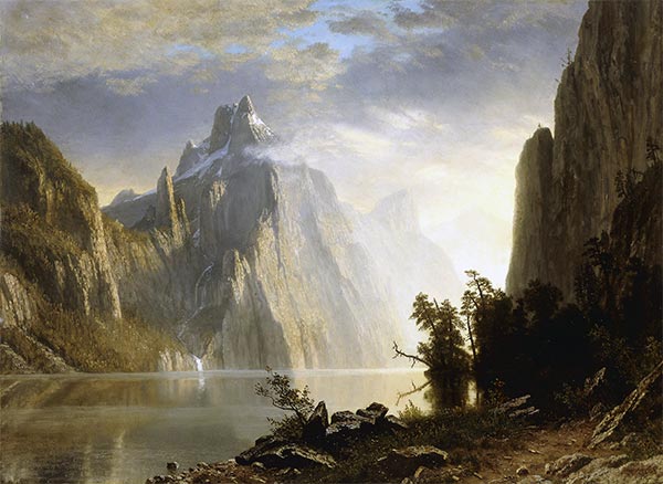 A Lake in the Sierra Nevada, 1867 | Bierstadt | Painting Reproduction