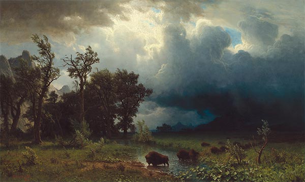 Büffelpfad: Der bevorstehende Sturm, 1869 | Bierstadt | Gemälde Reproduktion