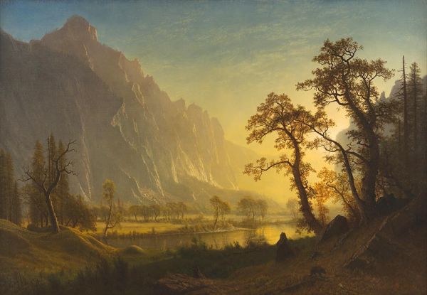 Sonnenaufgang im Yosemite-Tal, 1870 von Bierstadt | Leinwand-Kunstdruck