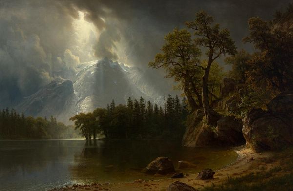 Vorüberziehender Sturm über der Sierra Nevada | Bierstadt | Gemälde Reproduktion