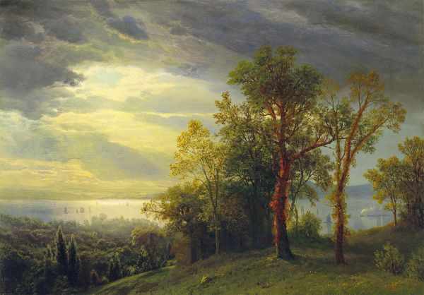 Blick auf den Hudson, 1870 | Bierstadt | Gemälde Reproduktion