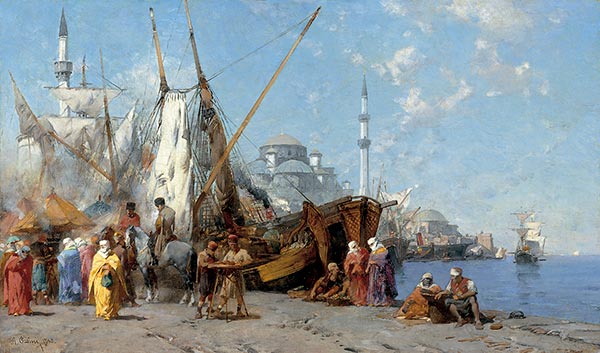 Market in Constantinople, 1868 | Alberto Pasini | Gemälde Reproduktion