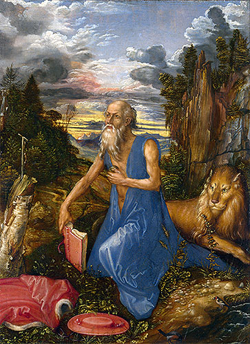 Saint Jerome in the Wilderness, c.1495 by Durer | Painting Reproduction