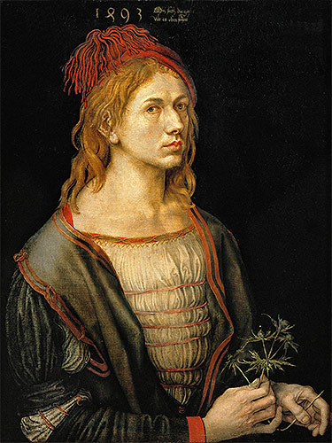 Self Portrait with a Thistle, 1493 | Durer | Painting Reproduction
