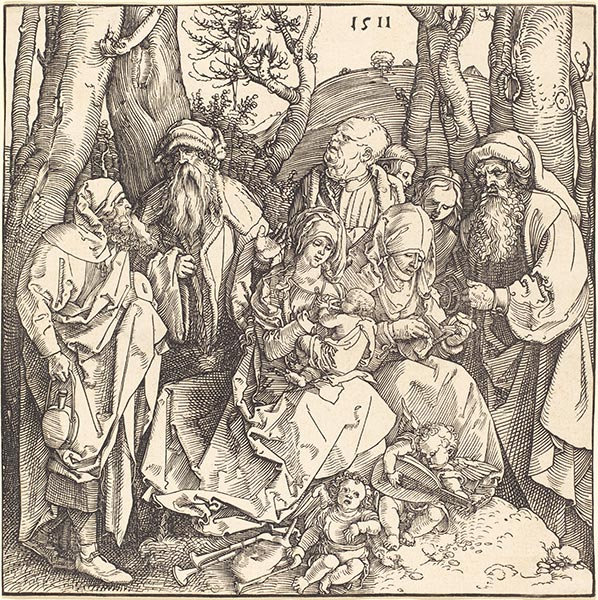 Die heilige Familie mit zwei musizierenden Engeln, 1511 | Durer | Gemälde Reproduktion