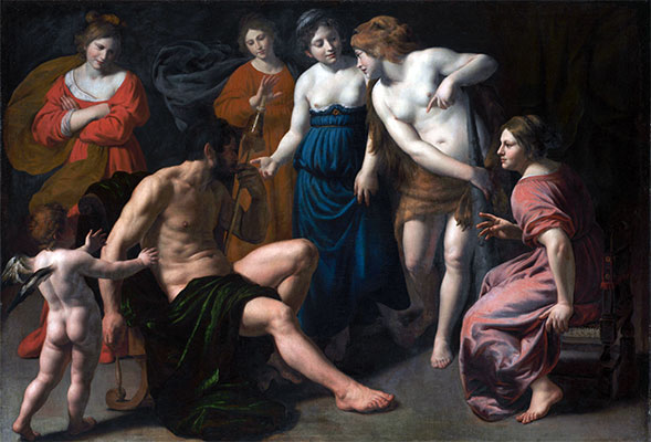 Herkules und Omphale, 1620 | Alessandro Turchi | Gemälde Reproduktion