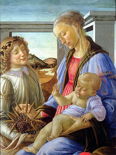 Madonna and Child with Angel, c.1472/75 | Botticelli | Painting Reproduction