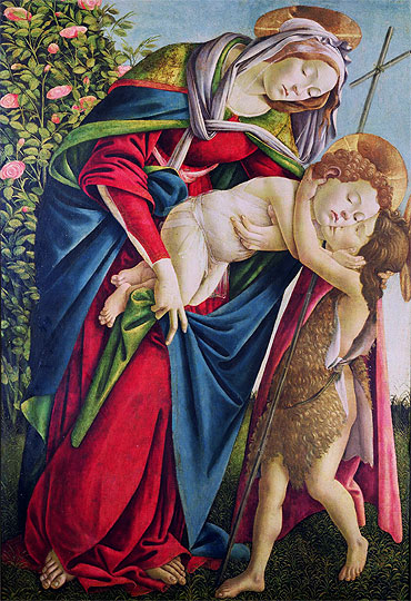 Madonna and Child with Saint John the Baptist, undated | Botticelli | Painting Reproduction