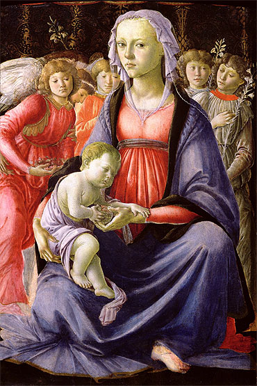 The Virgin and Child Surrounded by Five Angels, c.1470 by Botticelli | Painting Reproduction