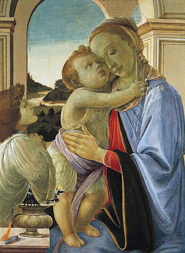Madonna und Kind mit anbetendem Engel | Botticelli | Gemälde Reproduktion